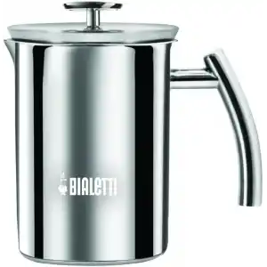 Bialetti - Süt Köpürtücü - 330mL - Paslanmaz Çelik Gövde ve Kapak - Çift Diskli Çırpıcı Kapak - Tüm Ocak Türleri İçin Uygun (İndüksiyon Dahil) - Bulaşık Makinesinde Yıkanabilir