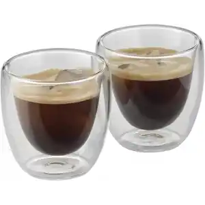 WMF Kult 2 Parça Çift Cidarlı Espresso Bardağı Seti, 80 ml, Isıya Dayanıklı Termal Cam, Yüzen Efektli Tasarım