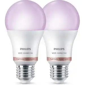 Philips Smart Lighting LED Ampul A60 E27 100W Eşdeğer RGB 2li Paket - Google Home, Alexa, HomeKit ve Matter uyumlu