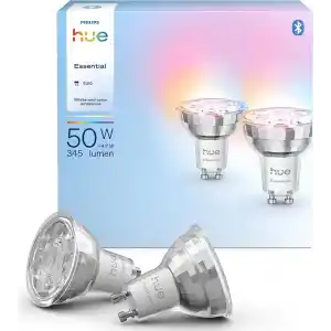 Philips Hue Essential 4.7W GU10 345 Lumen Renkli Akıllı Spot Ampul (2li Ekopaket) - 15.000 Saat Ampul Kullanım Ömrü