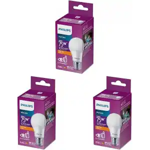 Philips 75W Led Ampul, 2700K Sarı Işık, E27 Normal Duy sarı 3lü paket
