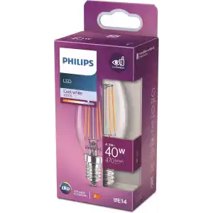Philips LED classic 40W B35 E14 Mum Tipi Beyaz Işık Dim Edilmez Filament LED Ampul
