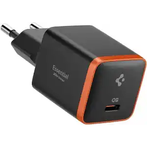 Spigen 30W USB-C Ultra Mini Hızlı Şarj Aleti PPS Super Hızlı Şarj GaN Pro Isı Düşürücü Güç Adaptörü Akım Koruma iPhone & Android & iPad & MacBook Type-C Black - ACH08448