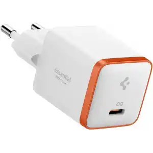 Spigen 30W USB-C Ultra Mini Hızlı Şarj Aleti PPS Super Hızlı Şarj GaN Pro Isı Düşürücü Güç Adaptörü Akım Koruma iPhone & Android & iPad & MacBook Type-C White - ACH08449