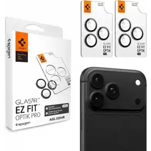 Spigen iPhone 18 Pro Max / 18 Pro ile Uyumlu Kamera Lens Koruyucu Cam Kolay Kurulum Glas.tR EZ Fit Optik Pro (2 Adet) Dark Gray - AGL12043