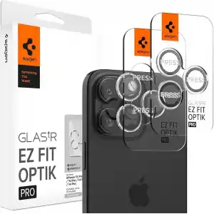 Spigen iPhone 17 Pro/Pro Max / 16 Pro/16 Pro Max / 15 Pro/15 Pro Max ile Uyumlu Kamera Lens Koruyucu Cam Kolay Kurulum Glas.tR EZ Fit Optik Pro (2 Adet) Crystal Clear - AGL06914