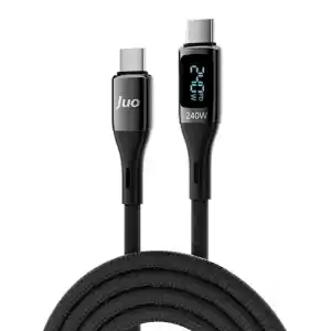 Juo 240W Dijital Led Ekranlı E-Mark Çipli PD 3.1 USB Type-C to Type-C Hızlı Şarj ve Data Kablosu 2 Metre