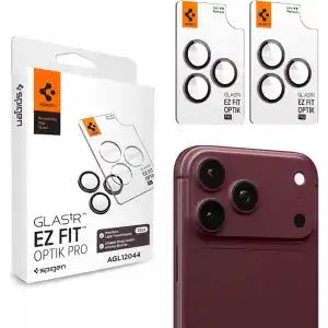 Spigen iPhone 18 Pro Max / 18 Pro ile Uyumlu Kamera Lens Koruyucu Cam Kolay Kurulum Glas.tR EZ Fit Optik Pro (2 Adet) Dark Cherry - AGL12044
