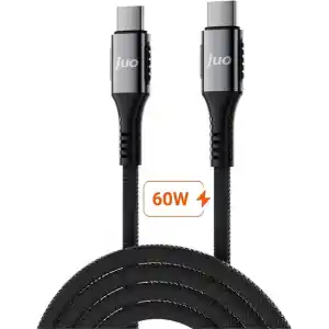 Juo 60W USB Type-C to Type-C Örgülü PD Hızlı Şarj ve Data Kablosu 2 Metre