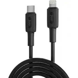 Juo 27W USB Type-C to Lightning iPhone iPad ile Uyumlu Silikon Hızlı Şarj ve Data Kablosu Siyah 1 Metre