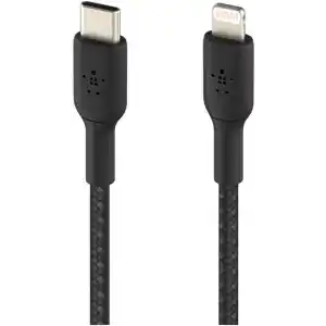 Belkin Örgülü USB-C - Lightning Kablosu (Hızlı Şarj Kablosu) Hızlı Şarj MFi Sertifikalı USB-C Kablosu (1m, Siyah)