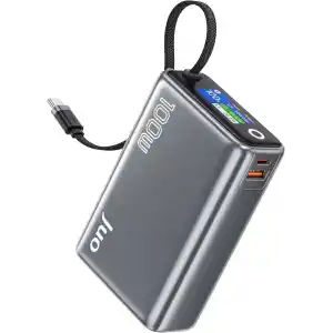 Juo 25000mAh 100W LED Ekranlı Type-C Kablolu Powerbank USB-A + USB-C Macbook Notebook Telefon Taşınabilir PD Hızlı Şarj Cihazı