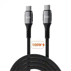 Juo 100W 5A E-Mark Çipli PD Type-C to Type-C Örgülü Hızlı Şarj ve Data Kablosu 2 Metre