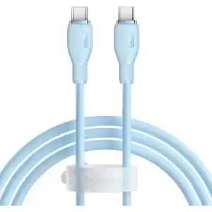 Baseus Pudding Hızlı Şarj Özellikli Type-C to Type-C Kablo 100W, 1.2 Metre, Mavi