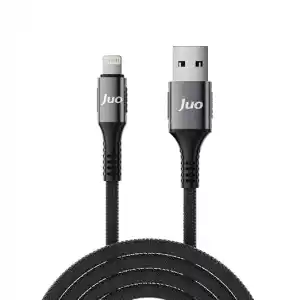 Juo 12W 2.4A USB-A to Lightning iPhone iPad ile Uyumlu Örgülü Hızlı Şarj ve Data Kablosu 2 Metre