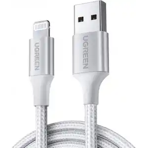 Ugreen, MFi Lisanslı USB-A & Lightning Örgülü Data ve Şarj Kablosu, 1.5 Metre, Beyaz