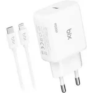 Bix BXCL20TA 20W PD Süper Hızlı Type-C Şarj Cihazı, Type-C’den Lightning’e Kablosuyla iPhone 17 serisi, iPhone 16 serisi, iPhone 15 serisi 14/14 Pro/14 Pro Max, iPad 9 ve Fazlasıyla Uyumlu