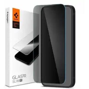 Spigen iPhone 17e / 16e / 14 / 13 Pro / 13 ile Uyumlu Cam Ekran Koruyucu GLAS.tR Slim HD Privacy Hayalet - AGL03393 (Spigen TR Garantili)