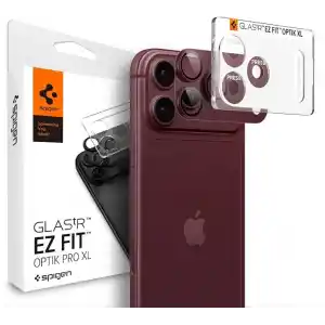 Spigen iPhone 18 Pro Max ile Uyumlu Kamera Lens Koruyucu Tam Kaplayan Cam Kolay Kurulum Glas.tR EZ Fit Optik Pro XL Dark Cherry - AGL12040