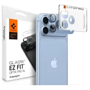 Spigen iPhone 18 Pro ile Uyumlu Kamera Lens Koruyucu Tam Kaplayan Cam Kolay Kurulum Glas.tR EZ Fit Optik Pro XL Light Blue - AGL12037