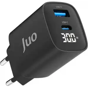 Juo 30W GaN Led Ekranlı Type-C + USB-A Hızlı Şarj Cihazı Android & iPhone Uyumlu Şarj Aleti