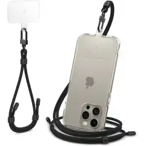 Spigen Boyun Askı ipi + Bilek Askı ipi + ConTag Tutucu Aparat Set (Tüm Cihazlarla Uyumlu) Black - AFA06259