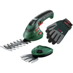 Bosch Home and Garden 060083310C Bosch Isio Batarya Çim Düzeltici Seti (3,6 Volt, Bıçak Uzunluğu 12 cm, Bıçak Aralığı 8 mm, XL Bahçe Eldivenleri Dahil) - Amazon Edition