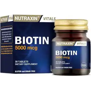 Nutraxin Vitals Biotin 5000 mcg 30 Tablet Takviye Edici Gıda
