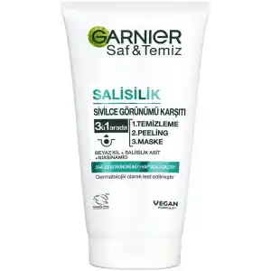 Garnier Saf & Temiz Salisilik Sivilce Görünümü Karşıtı 3ü 1 Arada (Beyaz Kil, Salisilik Asit, Niasinamid)