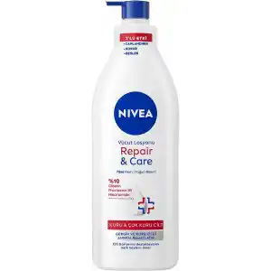 NIVEA Yoğun Nemlendirici Repair & Care Vücut Losyonu 400ml, 72 Saat Nemlendirime, Kaşıntılı ve Hassas Ciltlere Özel, Onarıcı, Gliserin,Pro Vitamin B5,Niasinamid,Kuru Ciltler