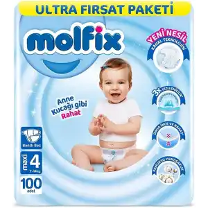 Molfix Maxi 4 Beden Aylık Bebek Bezi (1 x 100 Adet)