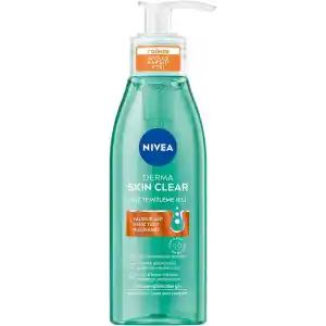 NIVEA Derma Skin Clear Sivilce Karşıtı Yüz Temizleme Jeli 150ml, Gözenek Arındırıcı,Gözenek Görünümünü,Siyah Noktaları Azaltır,Salisilik Asit,Niasinamid,Deniz Tuzu,Yağlı ve Karma Cilt