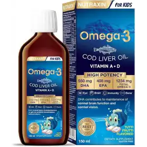 Nutraxin Omega-3 for Kids 150 ml – Çocuklar İçin Balık Yağı Şurubu, DHA ve EPA, Portakal Aromalı
