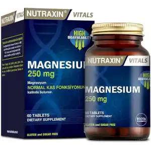 Nutraxin Vitals Magnesium 250 mg 60 Tablet Takviye Edici Gıda