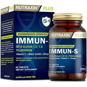 Nutraxin Plus Immun-S 1,3-1,6 Beta-Glukan 60 Tablet Takviye Edici Gıda
