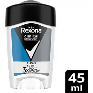 Rexona Men Clinical Protection Erkek Stick Deodorant Clean Scent 3x Güçlü Koruma 45 ml