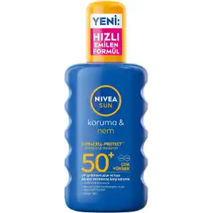 NIVEA SUN SPF50+Yüksek Güneş Koruyucu 200 ml,Suya Dayanıklı,Nemlendirici,C Vitamini,Hyalüron