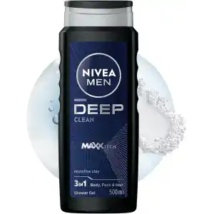 NIVEA MEN Erkek Deep Darkwood Banyo ve Duş Jeli 500 ml,Derinlemesine Temizlik,Bakımlı Cilt,Vücut,Yüz ve Saç İçin,Ferah Koku,Aktif Karbon