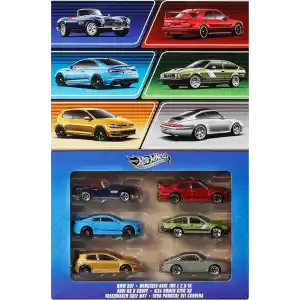 Hot Wheels 1:64 ölçekli metal oyuncak arabalar, özel süslemelere sahip 6lı Avrupa aracı seti (Stiller çeşitlilik gösterebilir), JBY79
