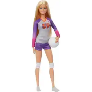 Barbie Sporcu Bebekler, üniforması ve topuyla Barbie Voleybolcu Bebek ile aksesuarları, HKT72