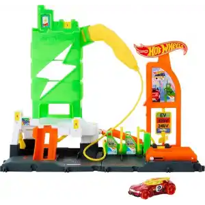 Hot Wheels Elektrikli Araç Şarj İstasyonu Oyun Seti Hot Wheels Elektrikli Araç Şarj İstasyonu ve 1:64 ölçekli oyuncak araba HTN79
