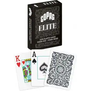 Copag Elite%100 Plastik Oyun Kartları, Poker Boyu Jumbo Endeks Tek Deste, Siyah