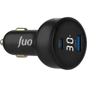 Juo 30W Led Ekranlı Type-C + USB-A Araç Şarj Aleti iPhone & Android & Tablet Araç içi Şarj Cihazı