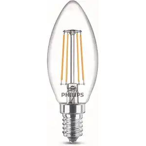 Philips LED Classic 40W B35 Led Mum Filament Ampul, 2700K Beyaz Işık, E14 İnce Duy, Dim Edilmez, 2li Ekopaket