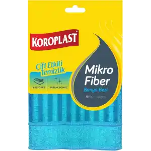 Koroplast Mikrofiber Banyo Bezi 2li Set, Çift Taraflı Ekstra Hızlı Kuruyan Mikrofiber Temizlik Bezi Seti 30x30 cm, Kir Sökücü Tasarım, Yüksek Emiş Gücü, Tüy Çizik Bırakmayan Banyo Temizlik Bezi Seti