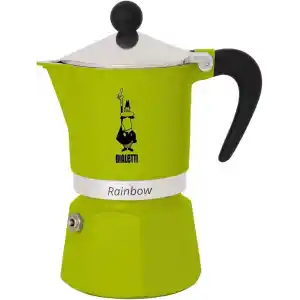 Bialetti - Rainbow: 3 Cups Ocak Üstü Espresso Pişirici - 130ml - Yeşil Renk - Alüminyum Gövde - Patentli Güvenlik Valfi - Tüm Ocak Türleri İçin Uygundur (İndüksiyon Hariç)