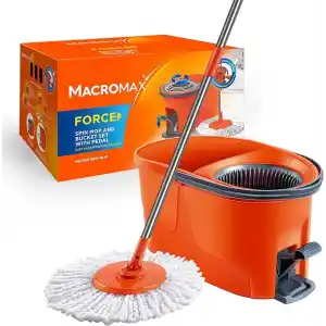Macromax Force Pedallı Otomatik Temizlik Seti, Döner Mekanizmalı 360 Başlıklı Mikrofiber Paspas
