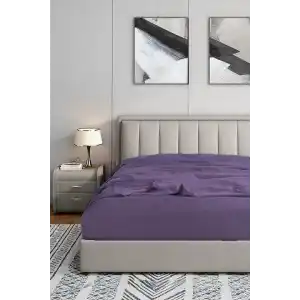 Soley 120x200 Lastikli Fitted Penye Çarşaf, Mürdüm