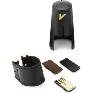 Vandoren LC27P Deri Ligatür ve Plastik Kapak, Alto Sax için 3 Değiştirilebilir Basınç Plakalı, siyah