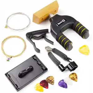 RockJam Evrensel Gitar Aksesuarları, Süper Kit Gitar Duvar Montajı, Elektrikli Gitar Telleri, Akustik Gitar Telleri, Gitar Tuner Çoklu Alet, Gitar Capo, Gitar Plektrumları ve Gitar Penası Tutucu